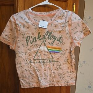 Forever 21 Pink Floyd Graphic Tee - Floral Peach